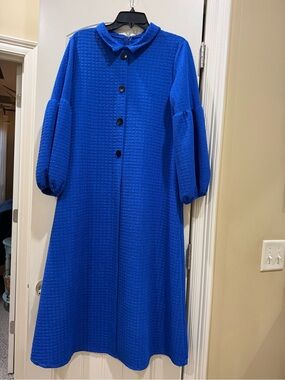 Elegant Royal Blue Maxi faux Button-Front Dress